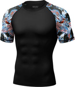เสื้อรัดรูปแขนสั้นสำหรับผู้ชาย ป้องกันรังสียูวี 50+ สำหรับกีฬาบราซิลเลียนยิวยิตสู ชุดเบสเลเยอร์สำหรับว่ายน้ำ MMA โนกิ เล่นเซิร์ฟ ผลิตจากไนลอนและสแปนเด็กซ์ - Product Image 5