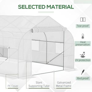 Serra a tunnel walk-in 20x10x7 in acciaio zincato con 8 finestre a rete e porta a rete con cerniera, ideale per la coltivazione di piante da giardino - Product Image 4