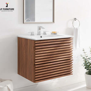 JY Furniture Modern European Style Floating Bathroom Vanity FA Packing Wooden Cabinet with Sink and Mirror for Hotels - Product Image 1