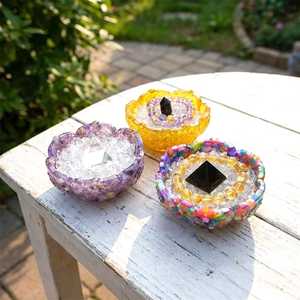 Bol de purification énergétique en résine en forme de lotus pour pierres, support à bijoux et méditation Reiki - Product Image 3