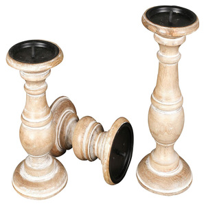Gran oferta de portavelas de pilar de madera de mango, Juego de 3, proveedor mayorista personalizado, portavelas de madera decorativo para decoración del hogar - Product Image 4