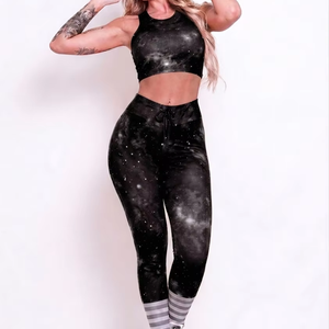 Conjunto de Yoga para Mujer, de la Mejor Calidad, Texturizado, con Costuras Sólidas, Estampado Digital, 2 Piezas, Transpirable, Cintura Alta - Product Image 1