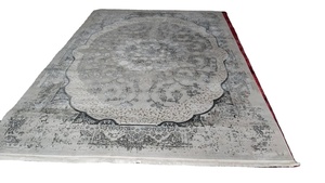 พรม irani ทำจากเครื่องจักร | พรมวิลตันพรมปูพื้นสไตล์เปอร์เซียสีแดง | พรมสีเทาโบราณ & สีเบจสำหรับห้องนั่งเล่นและห้องนอน - Product Image 3