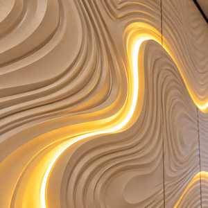 Panneau mural en fibre de verre 3D, revêtement mural décoratif intérieur, design moderne, motif ondulé texturé, panneau mural en FRP, LED électrique - Product Image 3