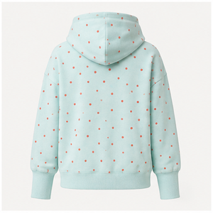 Sweat à capuche personnalisable pour femme, coupe ample et courte, à pois irréguliers, en molleton bouclé doux, couleur aqua pâle WPHOOD-0023 - Product Image 3