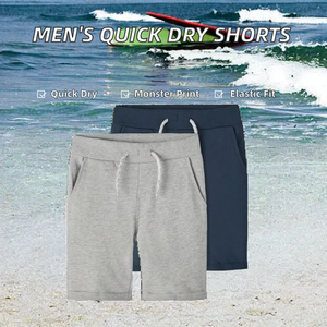 ODM Wholesale <b>Men's</b> 100% Cotton Woven Board Shorts Quick Dry Lightweight Beach Swim <b>Trunks</b> Mid Elastic Waist Summer Casual Style - Product Image 5