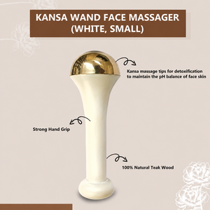 Traditional white Wooden Facial Massage <b>Roller</b> Brass Ends Polished Crafted for Lymphatic Drainage and Contouring - Product Image 4
