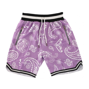 Pantalones Cortos de Malla para Hombre de Alta Calidad con Bolsillos con Cremallera, Cintura Acanalada a Rayas, Estilo con Cintas, Personalizables por Sublimación, para Baloncesto - Product Image 5