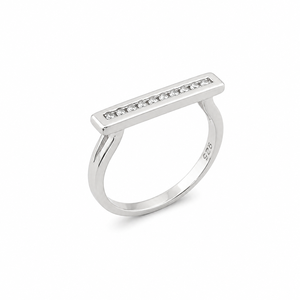 Anillo de Barra para Mujer en Plata de Ley 925 con Circonita Cúbica, Diseño Geométrico Minimalista Moderno, Acabado Pulido, para Uso Diario, Bodas y Fiestas - Product Image 2
