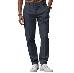 Hot-selling Men's Solid-color, Simple, <b>Large</b>-sized Business, Form-fitting, and Small-leg Casual Pants in Spring and Autumn - Product Image 3