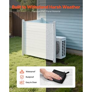 Outdoor Privacy Screen 2 <b>Panels</b> 50 X 50 Ground Stakes Air Conditioner Fence Pool Equipment Enclosure Door <b>Window</b> Screens-Horizon - Product Image 5