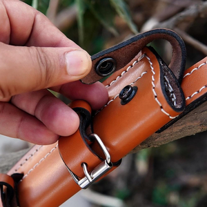 Étui en cuir marron fait main de qualité supérieure pour couteau à lame fixe avec boucle réglable pour ceinture, housse en cuir pour la chasse, le camping et les activités de plein air - Product Image 5