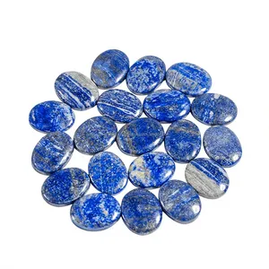 Pierre de méditation ovale en lapis-lazuli naturel, sculptée, polie, bleue, pierre de poche, pierre de méditation, vente en gros - Product Image 1