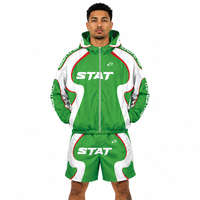 Ensemble de survêtements de sport coupe-vent personnalisés avec logo, respirant, en nylon, coupe régulière, veste et short, pour fabricants, vente en gros, USA