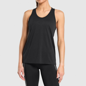 <b>Women's</b> <b>Black</b> Scoop Neck <b>Tank</b> <b>Top</b> Knitted Polyester Sporty Style Breathable Regular Length Solid Color - Product Image 1