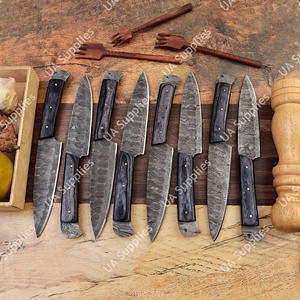 Couteaux de cuisine professionnels en acier Damas à lame pleine, couteau à steak et à éplucher pour barbecue, lame de 4,5 pouces, faits à la main, ambidextres, finition brossée - Product Image 4