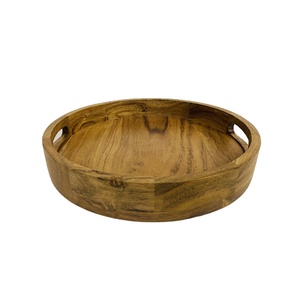 New Arrival Classic Round Wooden Decorative Serving Tray Acacia Hand Crafted Wood Round Serving Tray and Round Platter Platters - Product Image 1