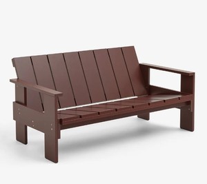 Banc de relaxation extérieur en bois de mahogany massif, 3 places, avec lattes, pour patio - Product Image 1