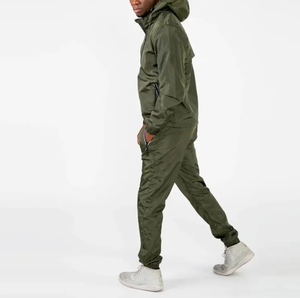 Conjunto Deportivo Personalizado de Dos Piezas, Chaqueta Cortavientos de Invierno 100% Algodón, Estilo Vintage para Hombre y Mujer, Negro, con Cierre Completo, Transpirable - Product Image 3