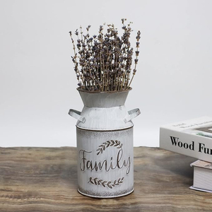 Galvanized Milk Can with Greetings, Antique Retro Vase Metal Planter Rustic Vintage Primitive Flower Holder Farmhouse Planter - Product Image 6