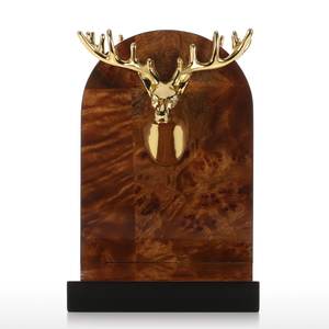Book Decorated with Golden Deer Head Art Wooden Bookend Elegant Study Room Office <b>Desk</b> <b>Ornament</b> - Product Image 5