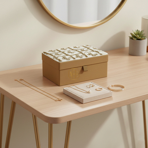 Decorative Beaded MDF Fabric Jewelry <b>Box</b> <b>Floral</b> Design Handmade Craft Storage Organizer Gift <b>Box</b> 1-3L Capacity Bulk Supply - Product Image 2