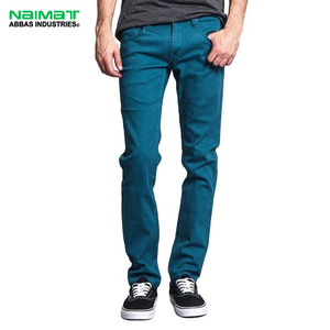 Pantalon en jean décontracté pour homme, coupe droite classique, délavage indigo, tissu épais, idéal pour le quotidien - Product Image 1