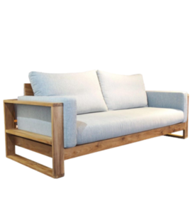 Canapé d'extérieur 2 places style scandinave Mizu, structure en teck massif durable, résistant à l'eau, multifonction, loveseat scandinave chic - Product Image 6