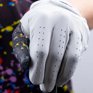 Guante de golf de cuero genuino blanco para mano derecha, antideslizante, con cierre de gancho y bucle, guante deportivo unisex - Product Image 4