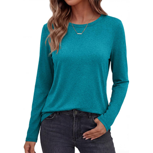 Sudadera Más Vendida en 2026, Sudadera de Mujer de Color Sólido, Manga Larga, Cuello Redondo, Tejida en Algodón, Informal, para Primavera - Product Image 2