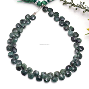 Hilo de Gemas de Esmeralda Natural Súper Premium, Facetada, en Forma de Corazón, Verde, de 8 Pulgadas, Hecha a Mano, Certificada por Terceros, para Fabricación - Product Image 3