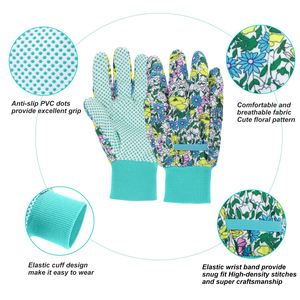 Wholesale Custom Sublimation Floral Garden <b>Gloves</b> With Polyurethane Coating Anti-Slip Knit Cuff Pull On Design For Outdoor Work - Product Image 2