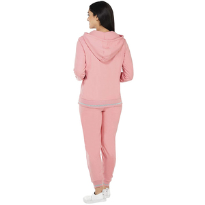 Chándal Rosa con Capucha para Mujer, 100% Algodón, Manga Larga, Color Sólido, Sudadera Informal con Bolsillos Laterales, Ropa de Otoño - Product Image 2