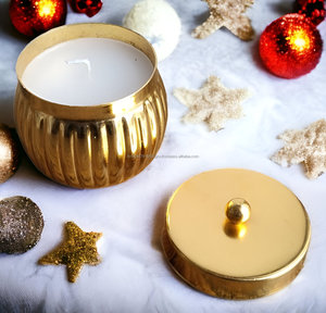 BULK Price Gold Designed Jar Candle With Lid - Product Image 2