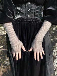 Guantes largos sin dedos de malla metálica, mangas de acero inoxidable con cordones personalizadas Victoria - Product Image 3