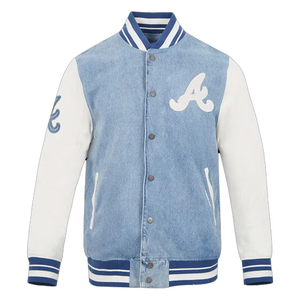 Chaqueta Varsity Personalizada para Hombre, Estilo Béisbol de los Atlanta Braves, con Letras Universitarias, de Lana y Cuero, Diseño 2026 ODM OEM - Product Image 6