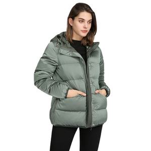 Veste matelassée verte à capuche, col montant, fermeture éclair, coupe-vent, légère, manteau d'hiver, style décontracté, coupe classique - Product Image 5