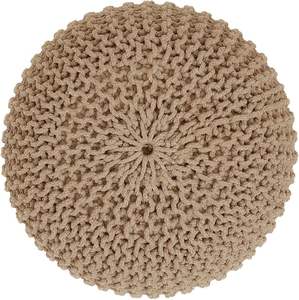 Pouf Dori élégant en coton tressé, tricoté à la main, style câblé, rouge, fait et cousu à la main, véritable pièce unique pour s'asseoir - Product Image 6