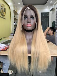 Rubio con raíces oscuras Peluca de cabello humano vietnamita virgen natural de un solo donante Extensiones de alta calidad - Product Image 4