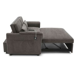 Divano Letto Convertibile da 55 Pollici con Schienale Regolabile, Porte USB, Due Tasche Laterali, Divano Estraibile in Velluto a Due Posti - Product Image 5