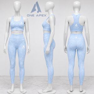 Women Ice <b>Blue</b> Seamless Yoga Set High Waist Gym Leggings Racerback Sports <b>Bra</b> Fitness Workout Activewear Set - Product Image 4