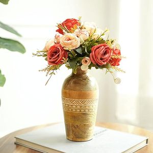 Vase décoratif en bois moderne fait main, écologique, pour table, porte-fleurs, cadeau pour la décoration de la maison ou de mariage - Product Image 2