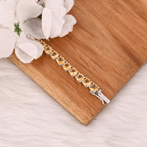 Premium 925 Sterling Silver Natural Citrine Tennis <b>Bracelet</b> Unisex Fine Jewelry - Product Image 3