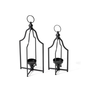 Hot Selling Home Decorative Glass & Iron <b>Lantern</b> Matt <b>Black</b> Color Standard Size Candle Holder Handmade Custom Size Shape - Product Image 2
