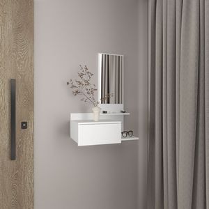 Consolle a Specchio Sospesa Vienna da 60 cm con 3 Ripiani e Cassetto a Estrazione Totale, Bianca - Prodotto Premium - Product Image 1