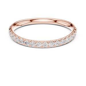 Rose Gold Lab Grown Diamond Pavé Eternity Band Delicate Micro-Prong <b>Stacking</b> Wedding <b>Ring</b> Women's Fine Jewelry - Product Image 1