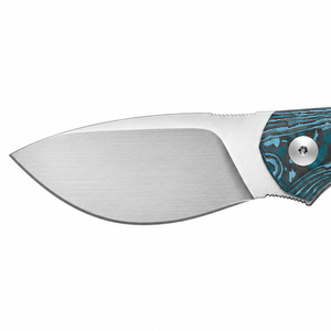 Cuchillos de caza de hoja fija con acabado satinado ancho, hoja de punta caída, mango con patrón azul y agarre contorneado para actividades al aire libre. - Product Image 2