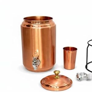 Robinet de distributeur d'eau en cuivre poli 100% pur, placage/impression personnalisés, décoration traditionnelle moderne pour la maison/les mariages, santé ayurvédique - Product Image 1