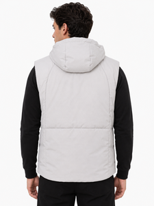 <b>Mens</b> <b>White</b> Finished Solid Hooded <b>Puffer</b> <b>Jacket</b> Winter Quilted Insulated Outerwear Asymmetrical Full Zip Closure Warm Padded - Product Image 3
