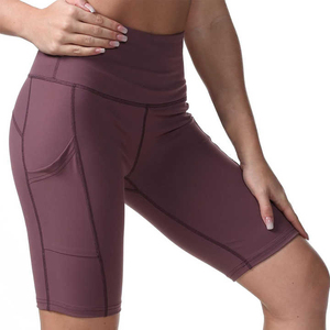 Shorts de yoga pour femmes de haute qualité, OEM, en tissu nylon et élasthanne, respirants, extensibles, taille haute, fournisseur et fabricant de shorts de sport - Product Image 2